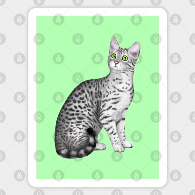 Egyptian Mau (Green Background) Sticker by illucalliart